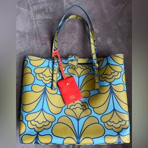 Orla Kiely Damask Flower Textured Vinyl Tillie Top Handle Bag with Dust Bag